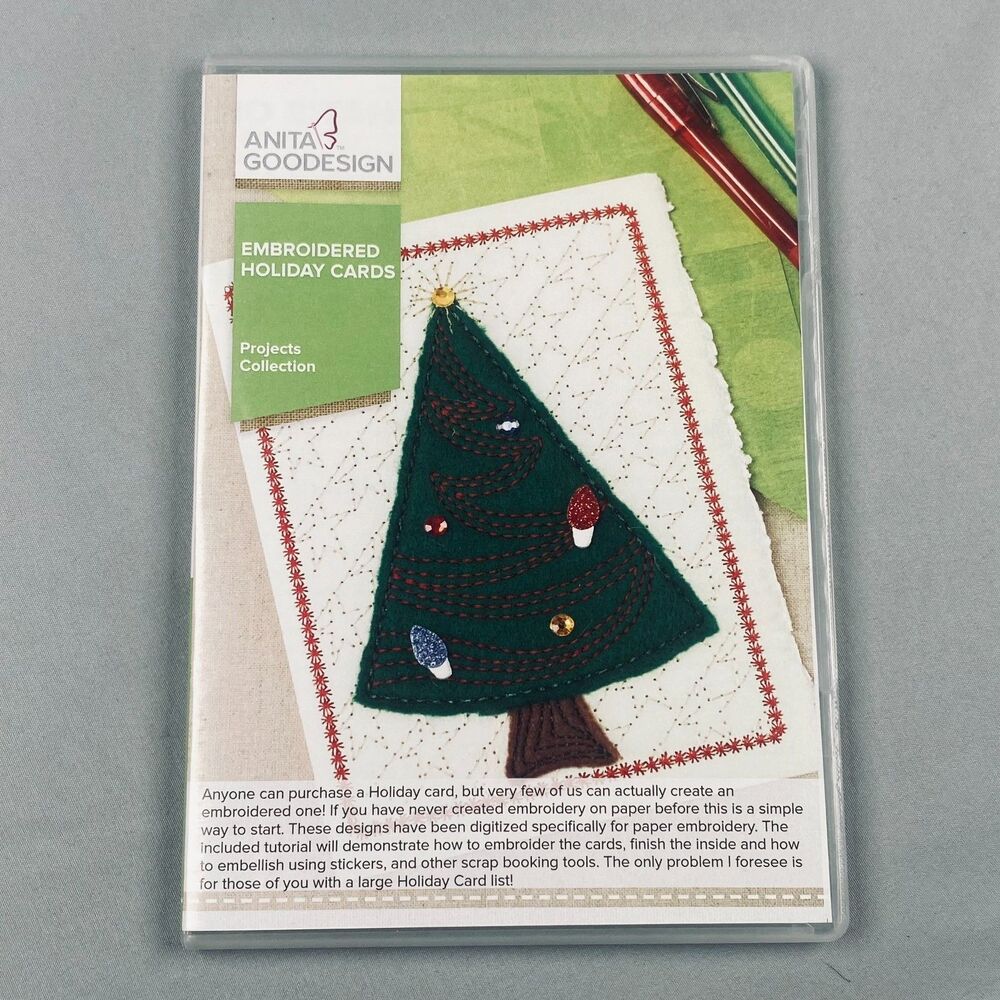 Embroidered Holiday Cards Anita Goodesign Embroidery Machine Design CD Christmas